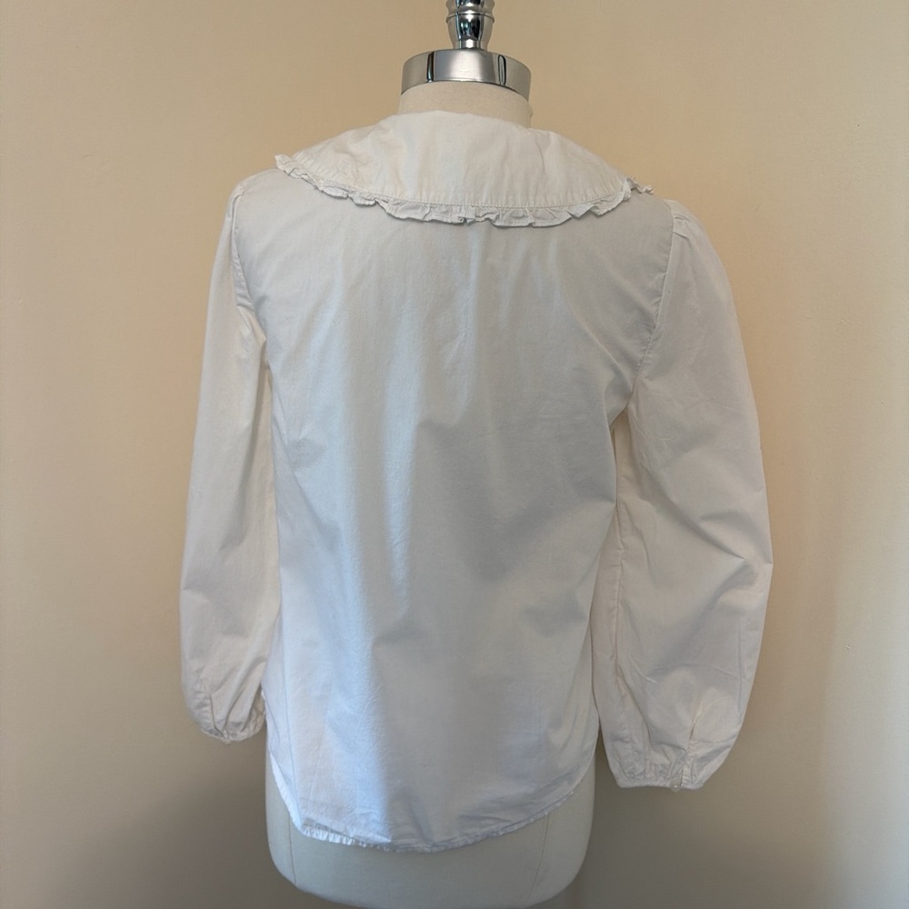 SOLD J. Crew White Ruffle Collar Button Up Shirt Size 6 - Picture 3 of 8